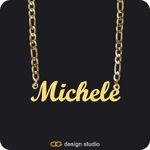 Baguette Letter - M / Gold,The Essential Name Necklace,Chain Upgrade - Figarro,The Essential Name Necklace,Chain Upgrade - Figarro