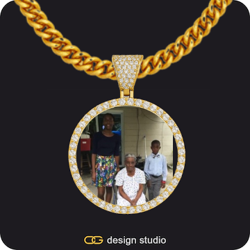 Baguette Letter - S / Gold,Custom Photo Pendant,Chain Upgrade - 5mm Cuban