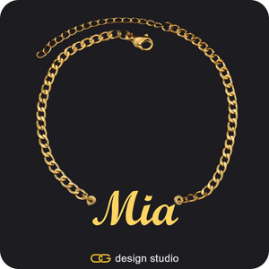 Bubble Letter - C / Gold,The Essential Name Bracelet,The Essential Name Necklace: Looped,Chain Upgrade - 4mm Curb,The Essential Name Necklace: Underline,Chain Upgrade - 4mm Curb