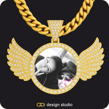 Custom Photo Pendant,Pendant Upgrade - Wings Pendant,Chain Upgrade - 10mm Cuban