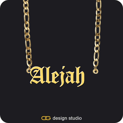 Baguette Letter - A / Gold,The Essential Stud Name Earrings,The Essential Name Bracelet,The Essential Name Necklace,Chain Upgrade - Figarro