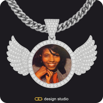 Custom Photo Pendant,Pendant Upgrade - Wings Pendant,Chain Upgrade - 5mm Cuban