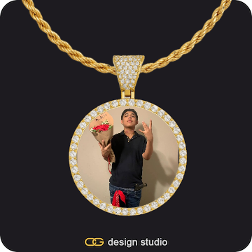 Bubble Letter - A / Gold,Custom Photo Pendant