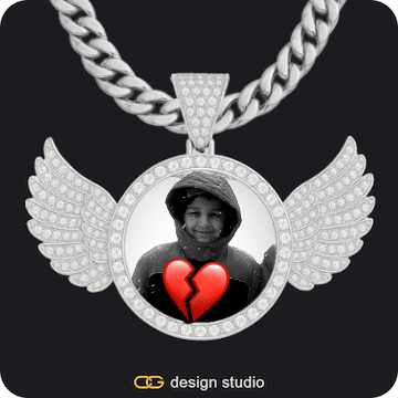 Custom Photo Pendant,Pendant Upgrade - Wings Pendant,Chain Upgrade - 10mm Cuban