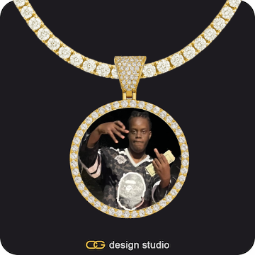 Arial Letter - T / Gold,Custom Photo Pendant,Chain Upgrade - Tennis