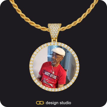 Baguette Letter - J / Gold,Custom Photo Pendant