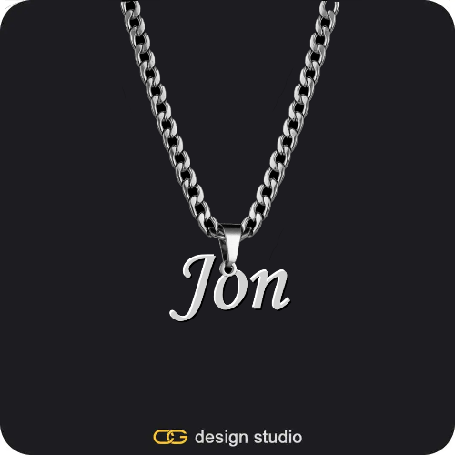 Bubble Letter - C / Gold,The Essential Name Necklace,Chain Upgrade - 4mm Curb