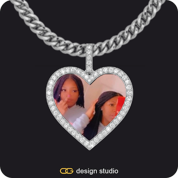 Arial Letter - L / Gold,Custom Photo Pendant,Chain Upgrade - 5mm Cuban