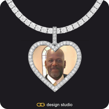 Bubble Letter - A / Gold,Custom Photo Pendant,Chain Upgrade - Tennis