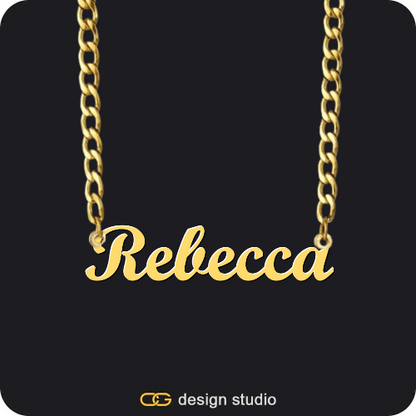 Bubble Letter - R / Gold,The Essential Name Bracelet,The Essential Name Necklace,Chain Upgrade - 4mm Curb