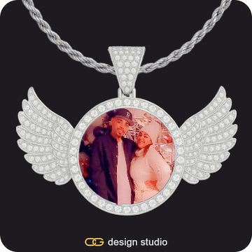 Drip Letter - A / Gold,Custom Photo Pendant,Pendant Upgrade - Wings Pendant