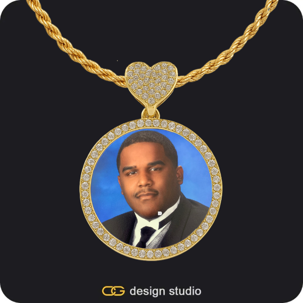 Custom Photo Pendant,Pendant Upgrade - Wings Pendant,Drip Letter - M / Gold,Custom Charm-Top Photo Pendant