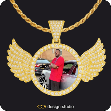 Custom Photo Pendant,Pendant Upgrade - Wings Pendant,Drip Letter - M / Gold,Custom Charm-Top Photo Pendant