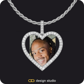 Baguette Letter - C / Gold,Custom Photo Pendant