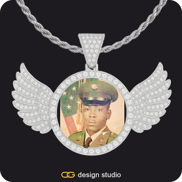 Drip Letter - O / Gold,Custom Photo Pendant,Pendant Upgrade - Wings Pendant