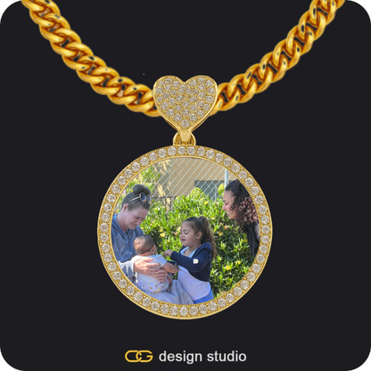 Custom Charm-Top Photo Pendant,Chain Upgrade - 5mm Cuban,Custom Photo Pendant,Chain Upgrade - 5mm Cuban