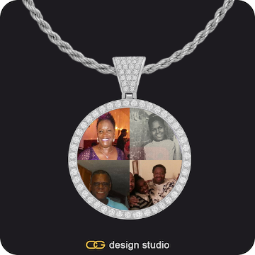 Baguette Letter - J / Gold,Custom Photo Pendant