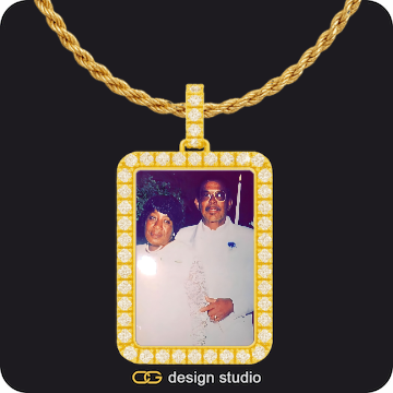 Drip Letter - M / Gold,Custom Photo Pendant,Pendant Upgrade - Rectangle Pendant