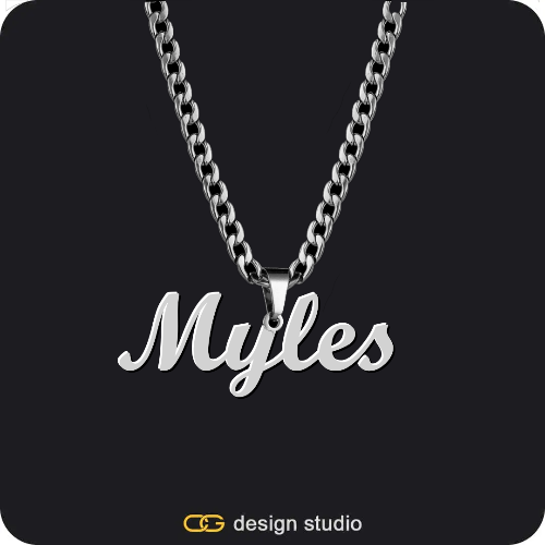 Bubble Letter - M / Gold,The Essential Name Necklace,Chain Upgrade - 4mm Curb