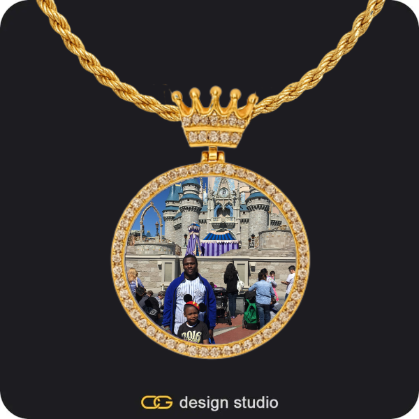 Bubble Letter - J / Gold,Custom Charm-Top Photo Pendant