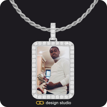 Baguette Letter - M / Gold,Custom Photo Pendant,Pendant Upgrade - Rectangle Pendant