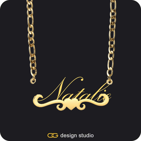 Drip Letter - A / Gold,The Essential Name Necklace: Underline,Chain Upgrade - Figarro
