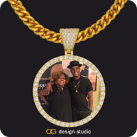 Custom Photo Pendant,Chain Upgrade - 5mm Cuban,Arial Letter - I / Gold