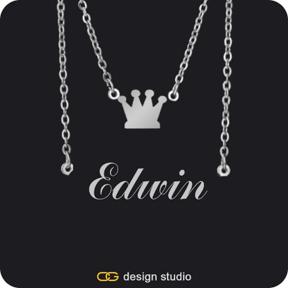 The Rosebud Underlined Name Necklace - Silver,The Premier Script Name Necklace,The Essential Name Necklace: Double Layer