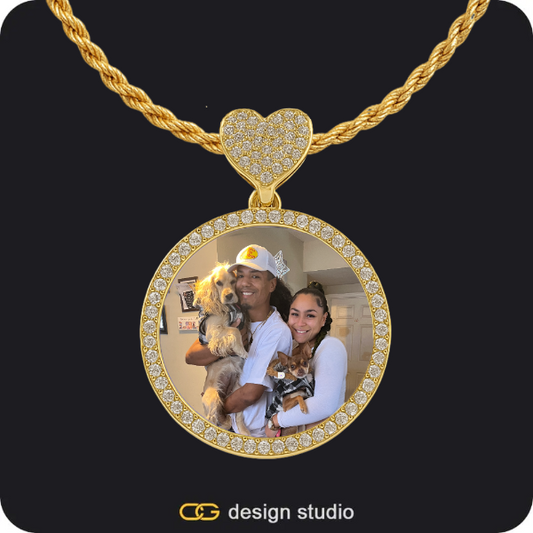 Arial Letter - N / Gold,Custom Charm-Top Photo Pendant