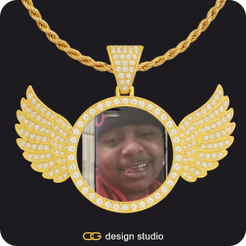 Arial Letter - S / Gold,Custom Photo Pendant,Pendant Upgrade - Wings Pendant