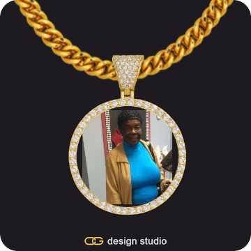 Drip Letter - J / Gold,Custom Photo Pendant,Chain Upgrade - 5mm Cuban