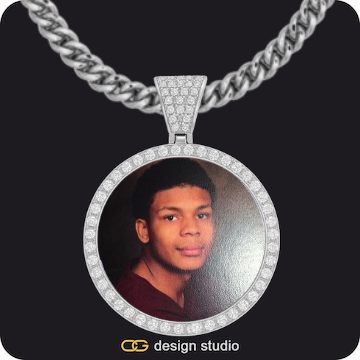 Drip Letter - S / Gold,Custom Photo Pendant,Chain Upgrade - 5mm Cuban
