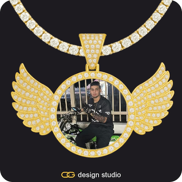 Custom Photo Pendant,Pendant Upgrade - Wings Pendant,Chain Upgrade - Tennis