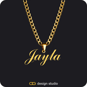 The Essential Name Necklace: Looped,Chain Upgrade - 4mm Curb