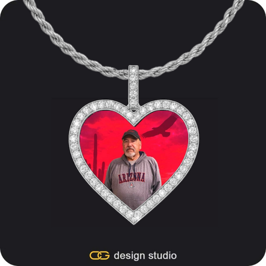 The Falling Name Necklace,Custom Heart Photo Pendant