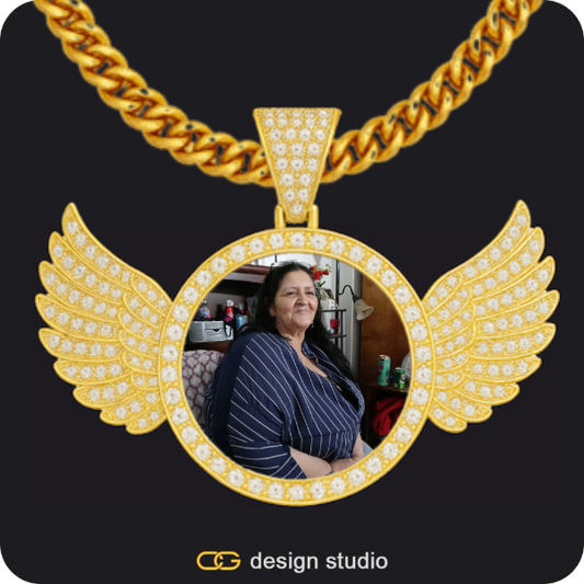 Custom Photo Pendant: Wings,Chain Upgrade