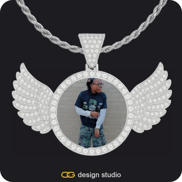 Custom Photo Pendant: Wings,Custom Photo Pendant,Pendant Upgrade,Custom Photo Pendant: Wings