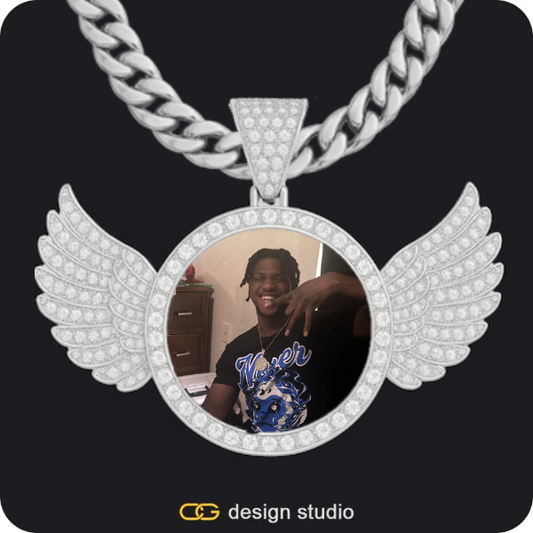 Custom Photo Pendant: Wings,Chain Upgrade
