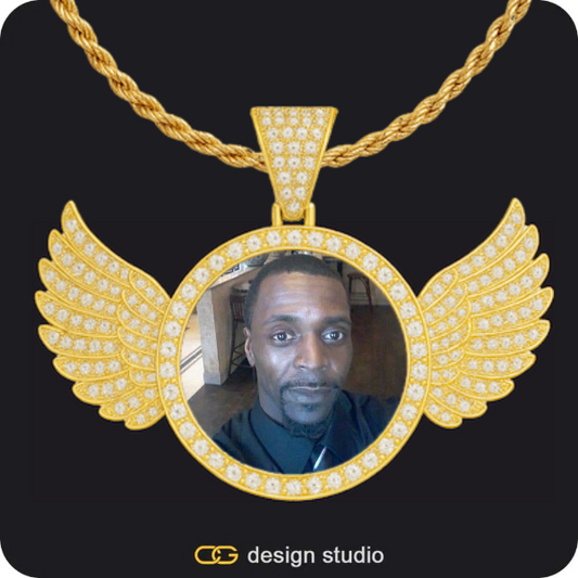 Custom Photo Pendant: Wings,Custom Rectangle Photo Pendant,Chain Upgrade,Custom Rectangle Photo Pendant