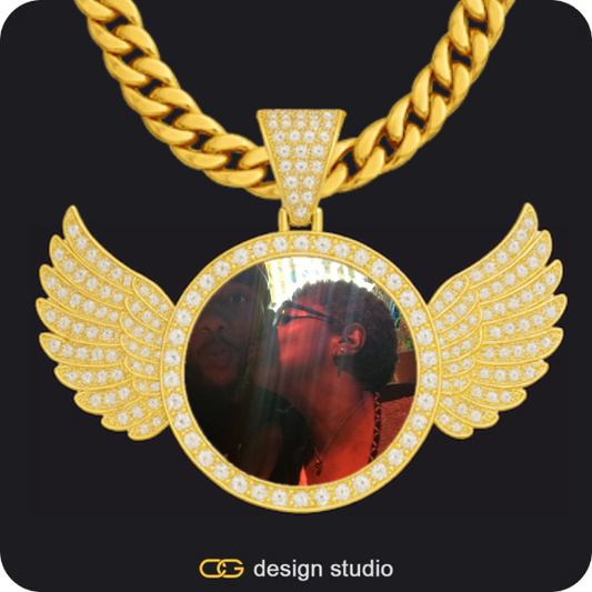 Custom Photo Pendant: Wings,Chain Upgrade