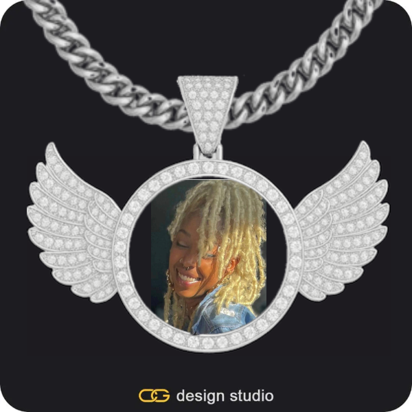 Custom Photo Pendant: Wings,Chain Upgrade