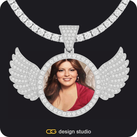 Custom Spinning Photo Pendant,Custom Photo Pendant: Wings,Chain Upgrade,Custom Photo Pendant,Pendant Upgrade,Chain Upgrade