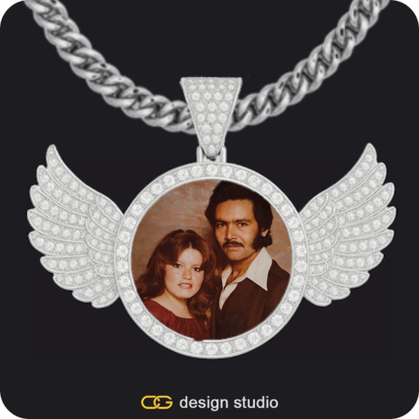 Custom Spinning Photo Pendant,Custom Photo Pendant: Wings,Chain Upgrade,Custom Photo Pendant,Pendant Upgrade,Chain Upgrade