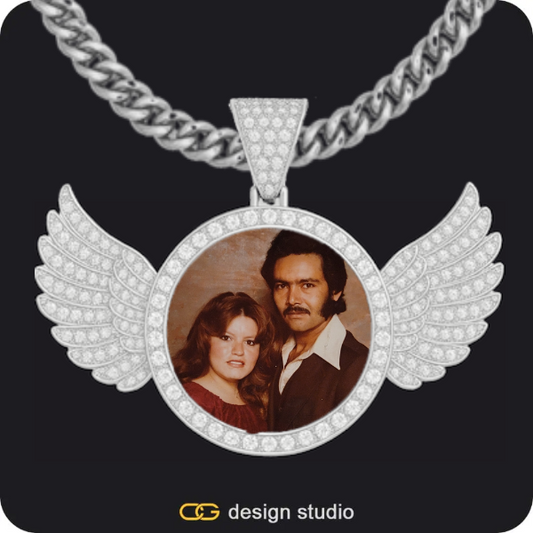 Custom Spinning Photo Pendant,Custom Photo Pendant: Wings,Chain Upgrade,Custom Photo Pendant,Pendant Upgrade,Chain Upgrade