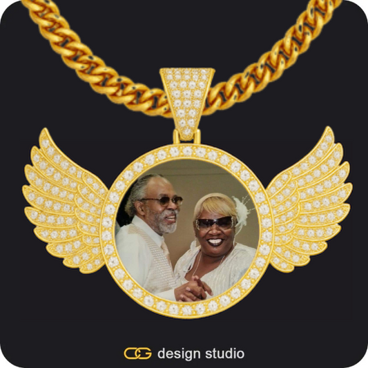 Custom Photo Pendant: Wings,Chain Upgrade