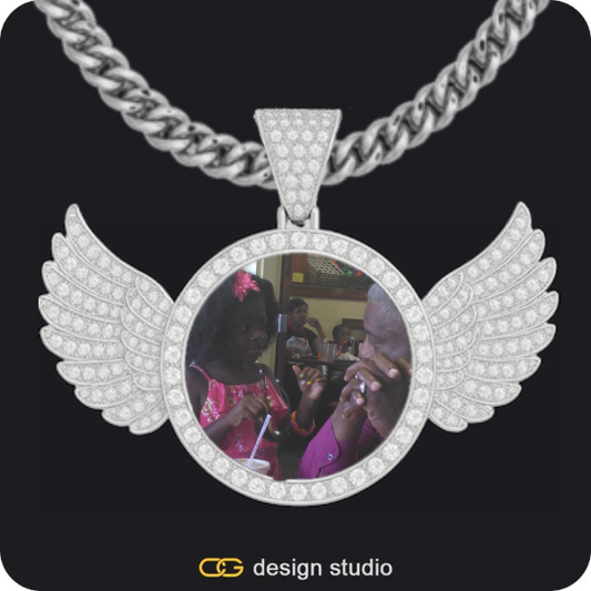 Chain Upgrade,Custom Photo Pendant: Wings