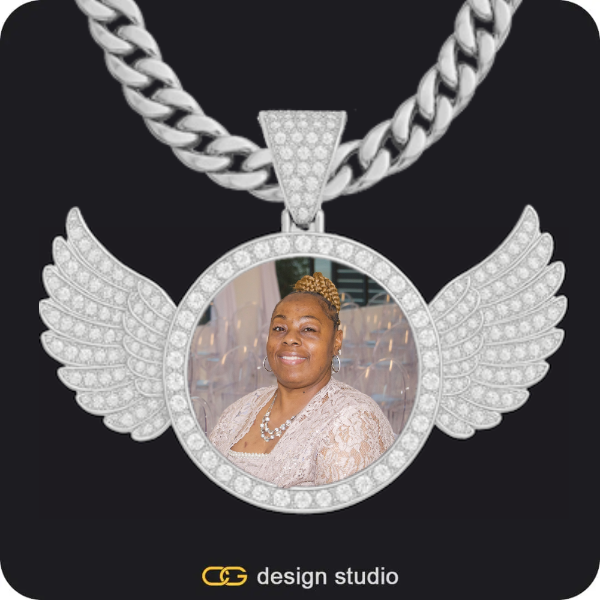 Custom Photo Pendant: Wings,Chain Upgrade
