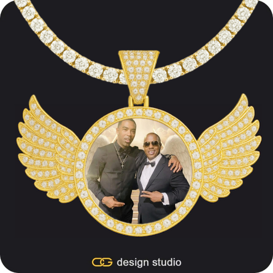 Custom Photo Pendant: Wings,Chain Upgrade,Custom Photo Pendant,Pendant Upgrade,Chain Upgrade