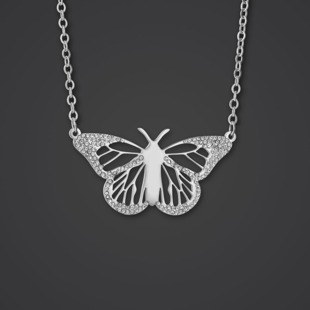 CustomGld Personalized Engraved Stainless Steel Butterfly Necklace - Waterproof & Tarnish Free