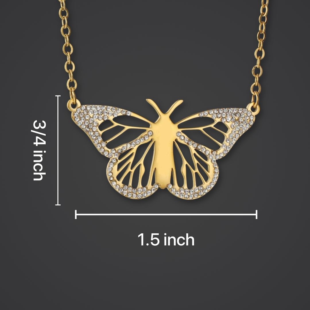 CustomGld Personalized Engraved Stainless Steel Butterfly Necklace - Waterproof & Tarnish Free